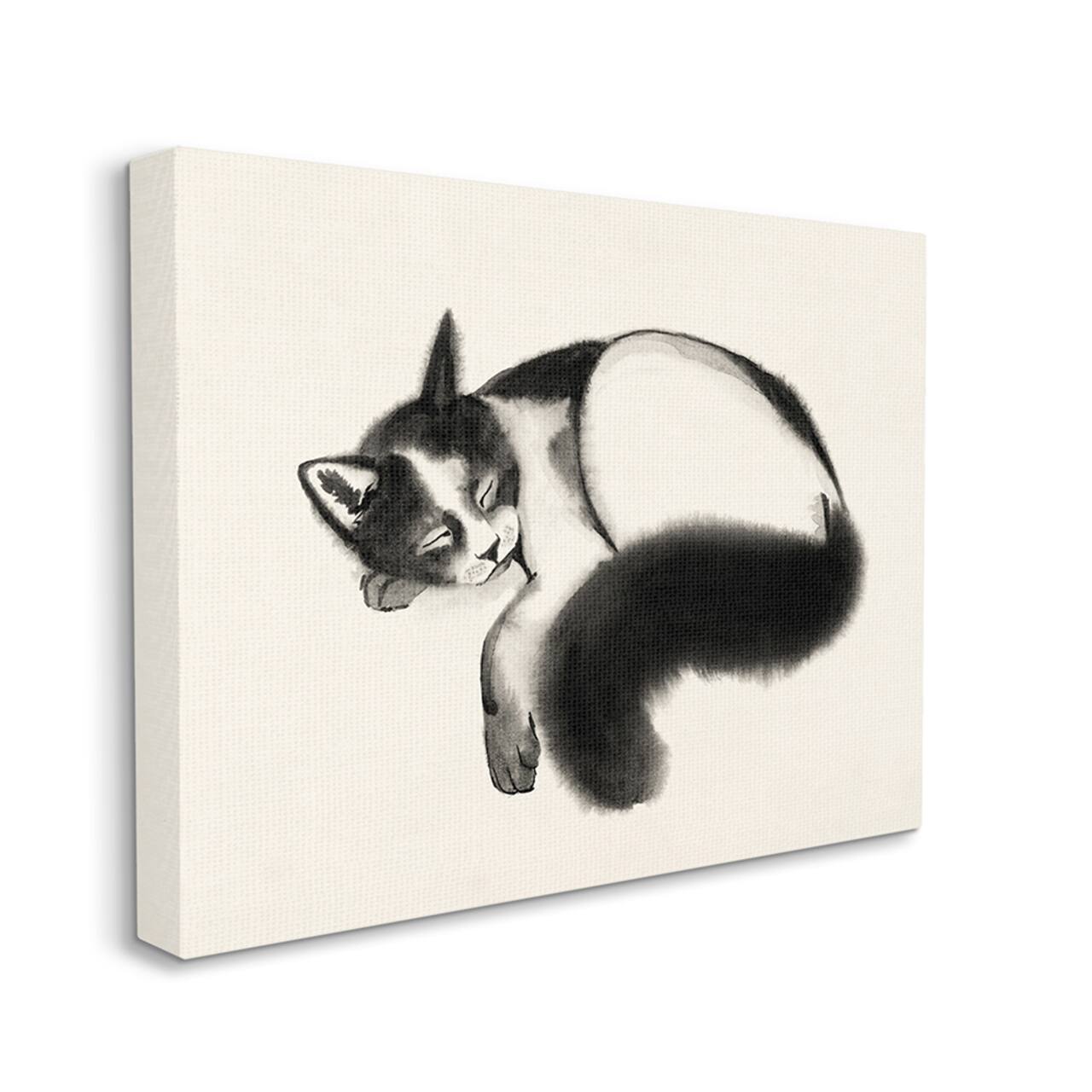 Stupell Industries Relaxed Pet Cat Bushy Black Tail Canvas Wall Art